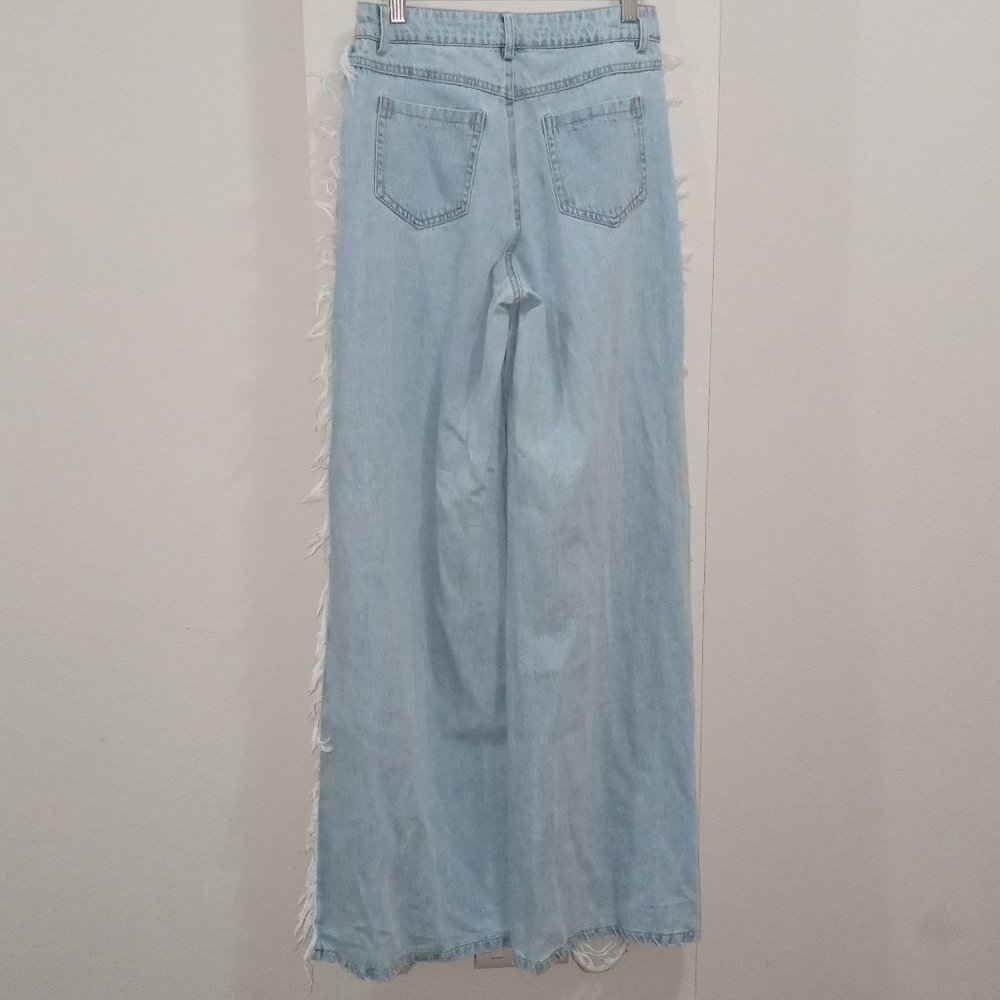 Light blue denim jends with distressed front and french - Picture 5 of 9